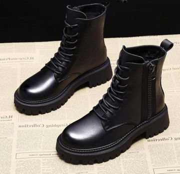 SXCHEN New Women's Shoes Real Soft Leather Martin Boots Female British ...