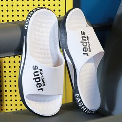 New Men's Slippers Men's Outer Wear Home Non-slip Thick-soled Indoor Home Slippers and Slippers lightweight Outdoor Sports Unisex Summer Breathable Anti-skid Beach 40 White