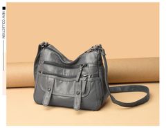 New Arrival Trend Fashion bag mother bag new fashion all-match single shoulder messenger bag lady multi-layer soft leather bag PU Waterproof Wallet personalized square bag Gray
