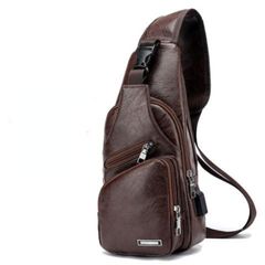SXCHEN New Men's Crossbody Bags Men's USB Charging Port Chest Bag Designer Messenger bag Daily Event Office Shoulder Bags Fashion Boy Holiday Party Birthday Dad Gift Husband Leathe one size Dark brown