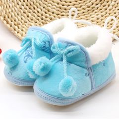 SXCHEN Kids Shoes 0-1 Year Old Toddler Shoes Newborn Baby Soft Bottom Warm Winter Boy Girl Plus Velvet Thick Cotton Shoes Cotton Boots Fashion Cloth Walking Shoes Non-skid Breathab Blue 13 [inner leng