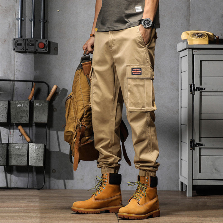 SXCHEN Men's Trousers Section Multi-pocket Trend Boy Hip Hop Functional Sweat Pants Nine-point Bunched Feet Tooling Long pants Baggy Casual Joggers Pants Gym Male Pants Fitness Fashion Versatile Gift 2XL [recommended weight 65-73kg],Khaki