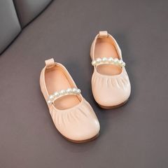 Girls flat shoes new little girl foreign style princess shoes spring and autumn small fragrance children's soft bottom baby beanie shoes Ballerinas and Flats Pink 28 [Applicable to 27-28]
