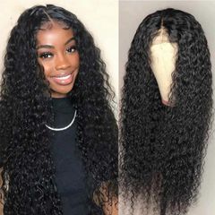 SXCHEN Wig Long Curly Black Wigs Ladies Fashion Hair For Women Hair Small Curly Slightly Curly Deep Wave Sexy Lace Front Human Hair Wigs 26 inch Middle Part Natural Looking Crimps  as picture Black