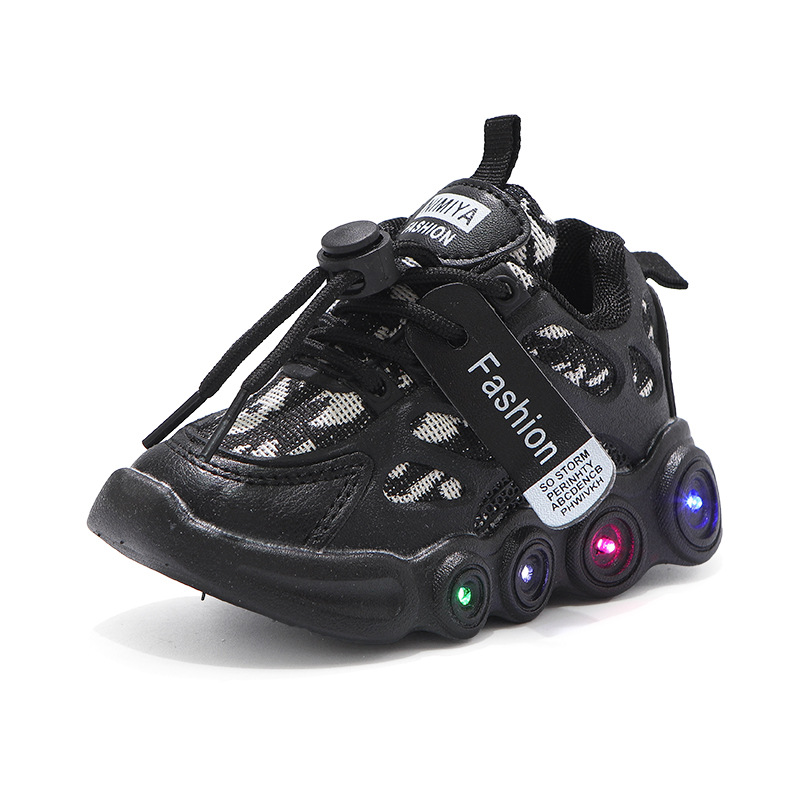 Kids Shoes Kids Sneakers Children Baby LED Light Shoes Children's Alphabet Webbing Mesh Breathable Children 1-6 Years Old Light-emitting Shoes Casual Sports Shoes Athletic Net Shoes kids shoes
