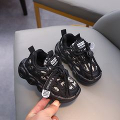 New Kids Sneakers Children Baby LED Light Shoes Children's Alphabet Webbing Mesh Breathable Children 1-6 Years Old Light-emitting Shoes Casual Sports Shoes Athletic Net Shoes Prewa Black 27