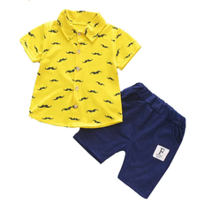 Toddler Baby Boy Clothes Shirt Tops Shorts Set Little Boy's Clothing Summer Outfits Boys Gentleman Outfits Short Sleeve Shirt + Pants 2 pcs Clothes Color Short Sleeve Button Down T 100cm [recommended 