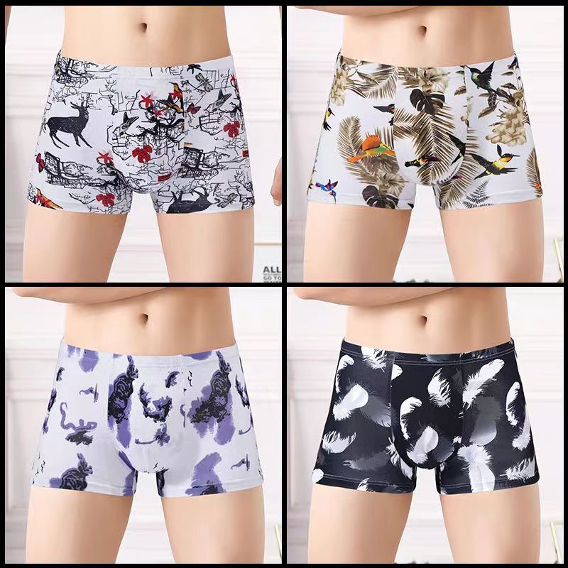 SXCHEN 4 Pack Men Underwear Boxer Pants Sexy Plus Size Pants Boxer Briefs Fashion Man Flat Underwear Male Premium Soft comfortable Panties Student Men&apos;s Briefs Student Boy Air force Sports