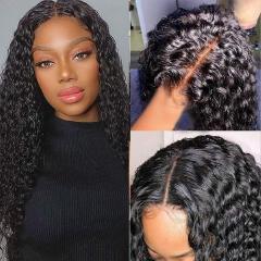 SXCHEN Wig Long Curly Black Wigs Ladies Fashion Hair For Women Hair Small Curly Slightly Curly Deep Wave Fashion Front Human Hair Wigs 26 inch Middle Part Natural Looking Crimps Curls Hair Wigs Gift