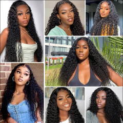 SXCHEN Wig Long Curly Black Wigs Ladies Fashion Hair For Women Hair Small Curly Slightly Curly Deep Wave Fashion Front Human Hair Wigs 26 inch Middle Part Natural Looking Crimps Curls Hair Wigs Gift
