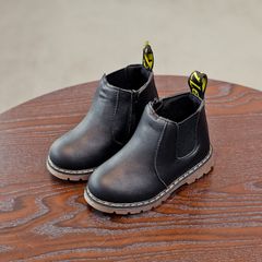 New kids shoes Children's Martin Boots Girls' English Single Boots Short Boots Boys' Girls' Boots Boutique children's Boots Baby leather boots boys' Martin boots girls' short boots Black 26