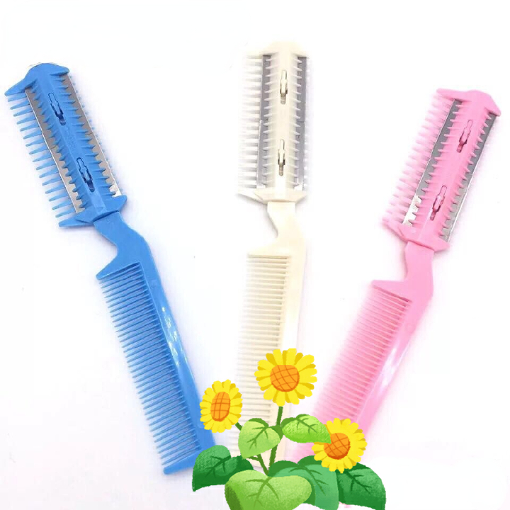 Double Side Hair Cutter Comb Scissors Metal Blade Razor Plastic Hair Comb Cutter Trimmer With Stainless Steel Blade Hair Cut Styling Barber Scissor Razor Magic Blade Comb Hairdressing Tool Kit