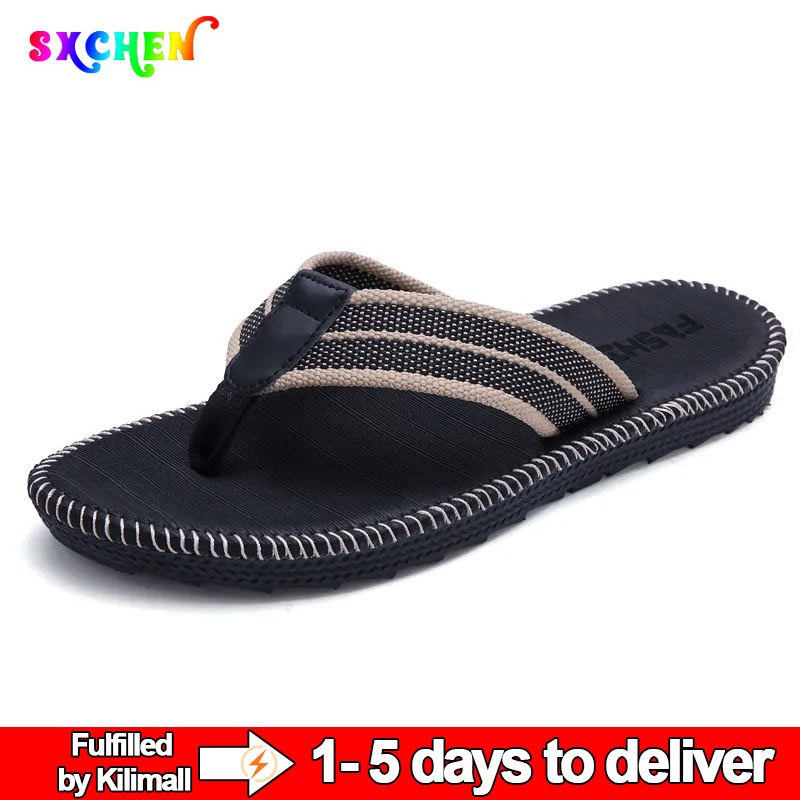 SXCHEN New Men's Shoes Light Flip Flops Boy Summer Slippers High Quality Beach Sandals Durable Fashion Man Non-Slip Slippers Casual Unisex Air Force Shoe Rack  Ladies Men and Women Dad Gift Casual