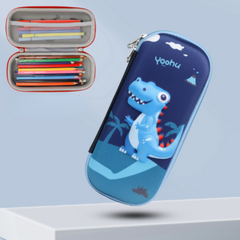 SXCHEN 3D Space Stationery Box Primary School Cartoon Pencil Case Solid Pencil Box Anti-falling Children's Stationery Box Pencil Case Big Capacity Pen Case Dinosaur College Back to Dinosaur pattern 22