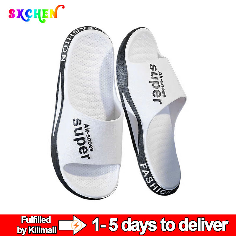 SXCHEN Men’s Shoes Men Slippers Boys Outer Wear Home Non-Slip Thick-soled Indoor Slippers and Slippers Lightweight Outdoor Sports Unisex Breathable Anti-skid Dad Beach Walking Shoe Party