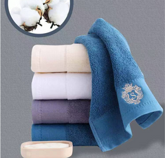 Pure cotton thickened towel 35 * 75cm adult face wash towel long staple cotton face towel towel Cotton Wash Comfortable Soft Fashion Towel Absorbent Strong Lint Does Not Fade Face  Gray+Blue【75*35cm