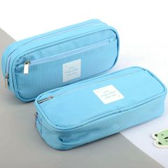 SXCHEN New Stationery Pencil Case Primary Ssecondary School Students Simple and Creative Best-selling Square Double-layer Large-Capacity Waterproof Pen Bag Boy and Girls Small Penc Blue 205mm*40mm*90m
