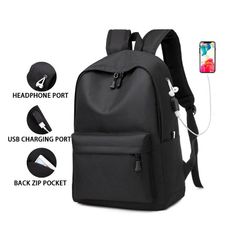 SXCHEN New Men's Bag Backpack Business Anti Theft Slim Durable Laptops Backpack With USB Charging Port Leisure Travel Junior High School Student Bag Boy Holiday Party Man Women Spo Black