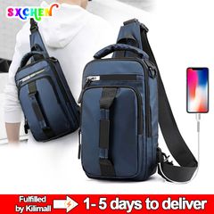 SXCHEN New Men's Chest Bag Fashion Multifunctional Waterproof Oxford Cloth Shoulder Bag Cross-Body Chest Bags Cross-Body Sling Bags Messenger Bags Travel Bags Sports Bags Party Bir Blue
