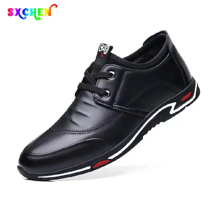 SXCHEN Men's Formal Shoes Artificial PU Leather Work Shoes Spring lace-up Men Casual Shoes Bean Shoes Black Shoes Formal Shoes Work Shoes Men Shoes Office Shoes Dress Shoes
