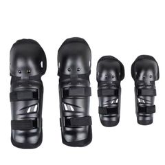 SXCHEN 4 Piece Set Motorcycle Motocross Racing Armored Non-Slip Shock Resistant Riding Knee Protector Knee Guard Four Piece Round Head race Protectors Off-road Motorcycle Riding Eq Black