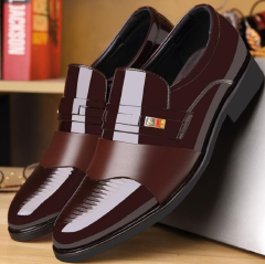 SXCHEN Oxfords Business Casual leather Shoes Men's Dress shoes Fashion Leather Shoes Formal Wear Brown slip on cap toe  Loafers Driving Dad Shoes Black High Quality size41-44 Official Shoes