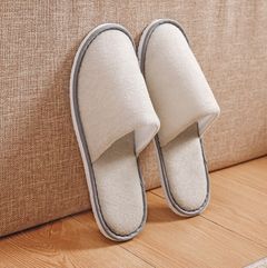 SXCHEN Unisex Shoe Men's Shoes Slippers Indoor Slippers Home Hospitality Disposable Slippers With Linen Inlaid Sole Disposable Slippers for Men and Women 37-46 Grey [2 pairs]