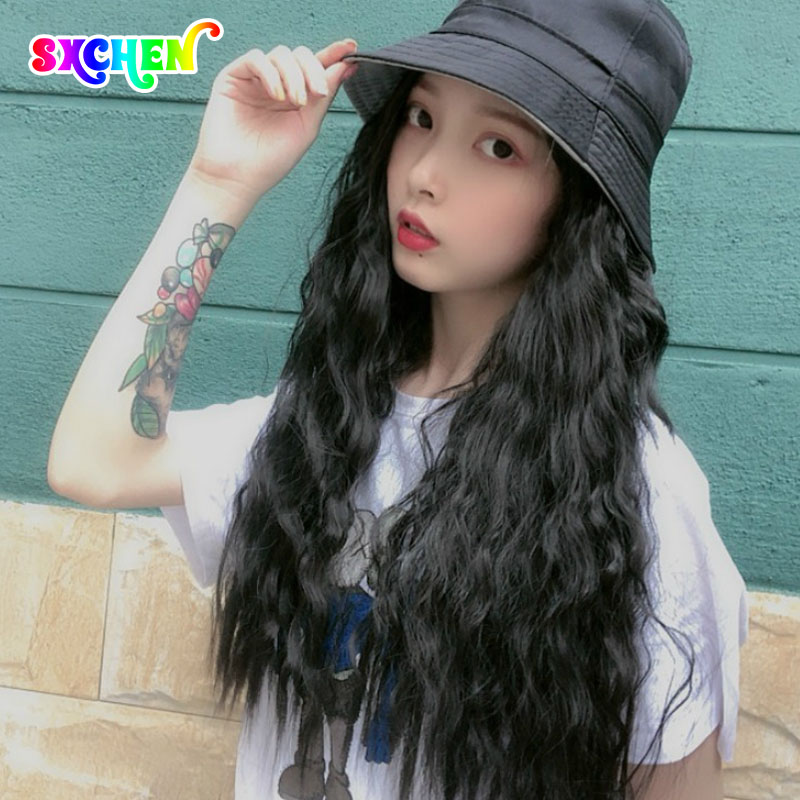 SXCHEN Hair Wigs Women's wigs Hats Wig One Piece Long Curly Hair Water Ripple Hairstyle Realistic Wholesale Wigs Gift School Birthday Girlfrien Party African Wig Lady Fashion