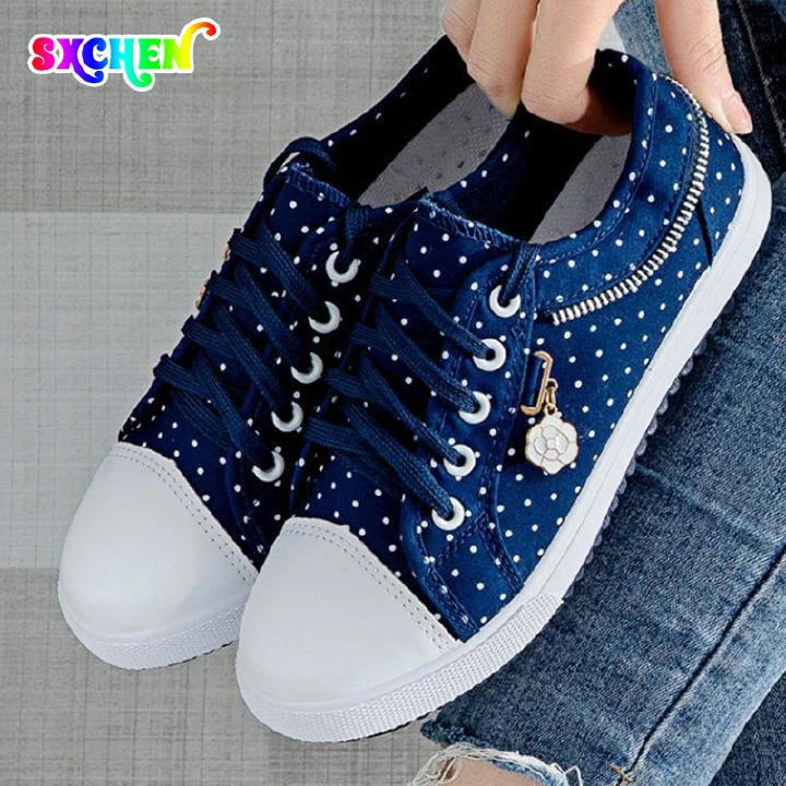 SXCHEN New Women's Shoes Flats Canvas Shoes Ladies Hollow Out Denim Mesh Shoes Flat Bottom Casual Shoes Breathable Cloth Shoes Student Mesh Shoes Canvas Shoes Girl Office Mom Holiday Gift