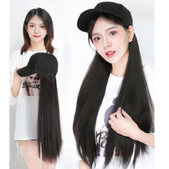 SXCHEN New Wigs Lntegrated Wig Cap Medium Length Straight Hair Fashionable Realistic Wig With Hat Long Straight Wigs Baseball Hat One Wig Women  Caps Wigs Gift School Birthday Girlfrien Party African