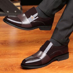 SXCHEN Oxfords Business Casual leather Shoes Men's Dress shoes Fashion Leather Shoes Formal Wear Brown slip on cap toe  Loafers Driving Dad Shoes Black High Quality size41-44 Official Shoes