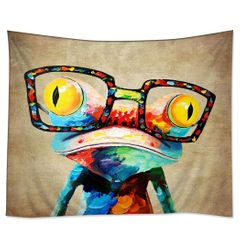 SXCHEN Tapestry Home Frog With Glasses Decorations Art Wall Hanging Hippie Tapestries Funny Watercolor Frog Wall Art > Posters & Prints Oil Painting Opening 40*60 inches 【100*150cm】 C-1