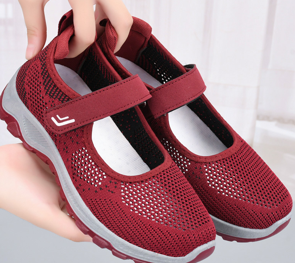 SXCHEN Women's Shoes Athletic Running Ladies Shoes Walking Shoes Fashion Mother Shoes Comfortable Velcro Soft-soled Sports Shoes Running Shoes Party Office Girl Lovers Gift Latest Shoes Mom Shoe Red,EU40