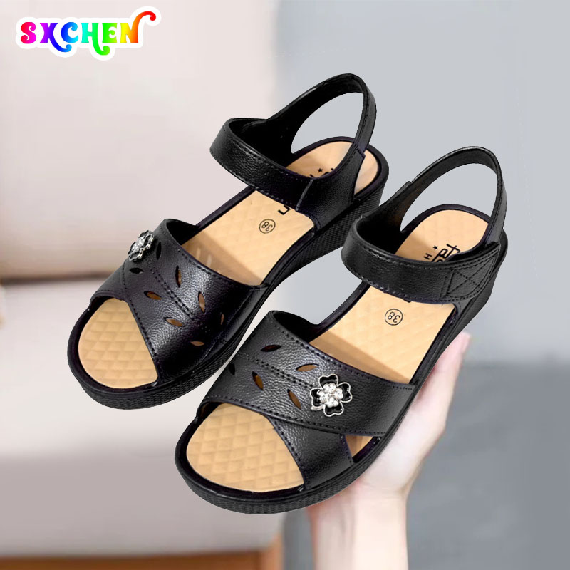 SXCHEN Women's Shoes  Sandals Plastic Sandals Ladies Comfortable Summer Comfortable Soft Bottom Non-slip Thick Bottom Wedge Mother Shoe Sandals Mom Shoes Student Fashion Girl Gift Travel Latest Shoes