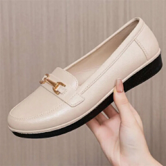 SXCHEN Ladies Shoes Flats Ballet & Dance Waterproof Plastic Shoes Women's New Pointed-toe Single Shoes British Style Loafers Black Professional Dress Work Shoes Formal Shoes Mom Shoes Student Fashion