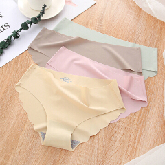SXCHEN 8 Packs Women's Clothing Non-trace Panties Ice silk Seamless Girls' Underwear Solid Color breathable Large Size Middle and Low Waist One Piece Ladies Briefs Bottom Panties Mom Gift Hipster