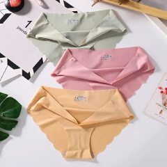 SXCHEN 8 Packs Women's Clothing Non-trace Panties Ice silk Seamless Girls' Underwear Solid Color breathable Large Size Middle and Low Waist One Piece Ladies Briefs Bottom Panties Mom Gift Hipster