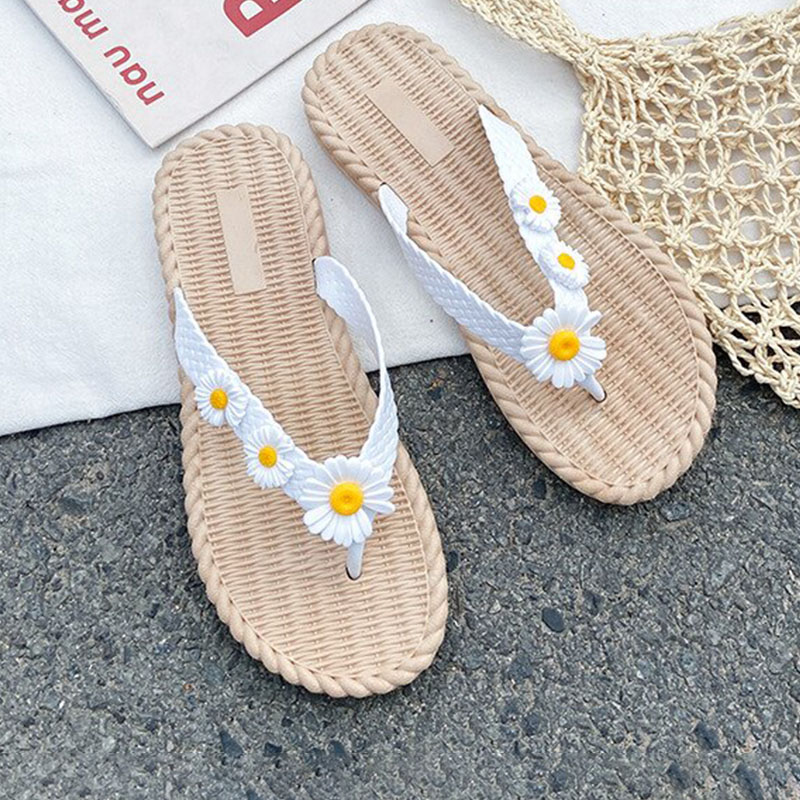 SXCHEN Ladies Shoes Slippers Flip-Flops New Flower Summer Flip-Flops Women's Outerwear Wear-resistant Ladies Flat Sandals and Slippers Beach Shoes Mom Shoes Student Girl Gift Party Women Shoe Unisex