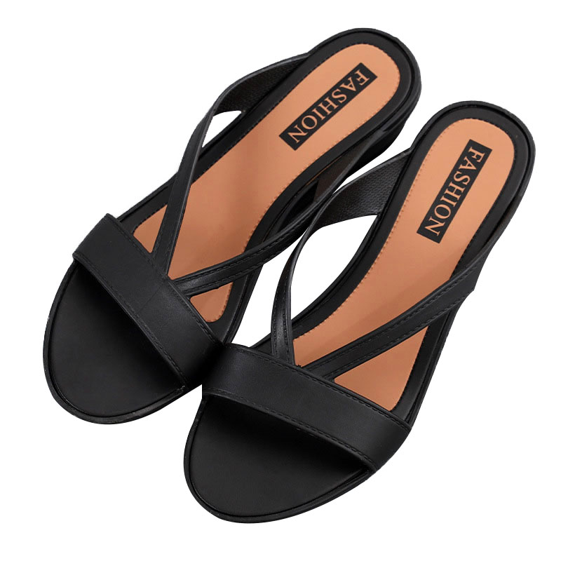 SXCHEN Ladies Shoes Slippers Mules Plastic Slope Heel Sandals and Slippers Fashion Women's Simple Beach Flip-flops Outer Mid-heel Non-slip Heightening Slippers Casual Mom Shoe Latest Shoes Girl