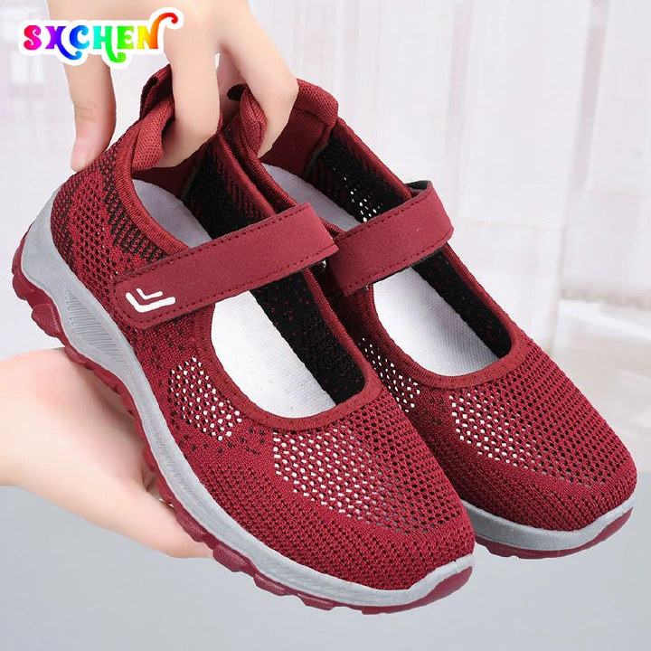 SXCHEN Women's Shoes Athletic Running Ladies Shoes Walking Shoes Fashion Mother Shoes Comfortable Velcro Soft-soled Sports Shoes Running Shoes Party Office Girl Lovers Gift Latest Shoes Mom Shoe
