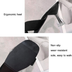 SXCHEN Women's Shoes Slippers Mules Clogs Open-toe Color Matching Non-slip Chunky Ladies Heel Slippers for Outerwear Korean Style Knitted Stitching High Heels Office Wedding Party Mom Shoe Latest Shoe