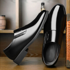 SXCHEN Men's Comfort Dress Shoes – Black With Soft Padded Collar, Non-Slip Traction Sole, Suitable For All-Day Wear at Work & Formal Events, All Sizes Available