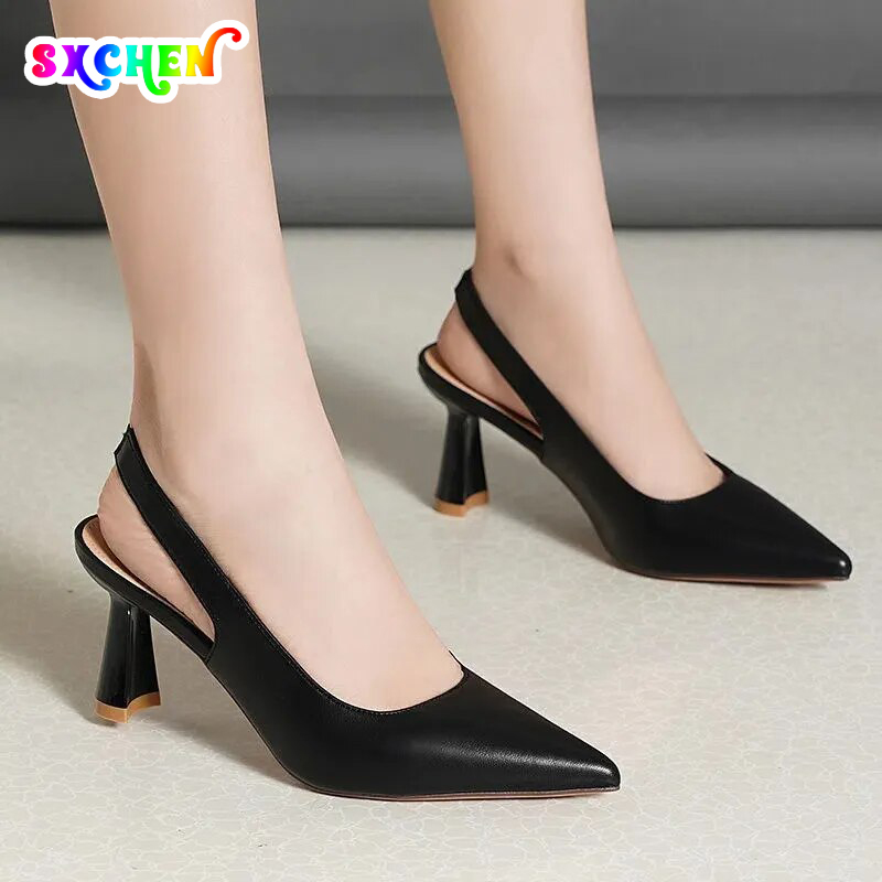 Women's Shoes Sandals Heels Sandals New Pointed-toe High-heeled Shoes for Women Stiletto-heeled Toe Sandals Hollow Back Shallow Mouth Single Shoes Ladies High-heeled Sandals Open Shoes for Ladies