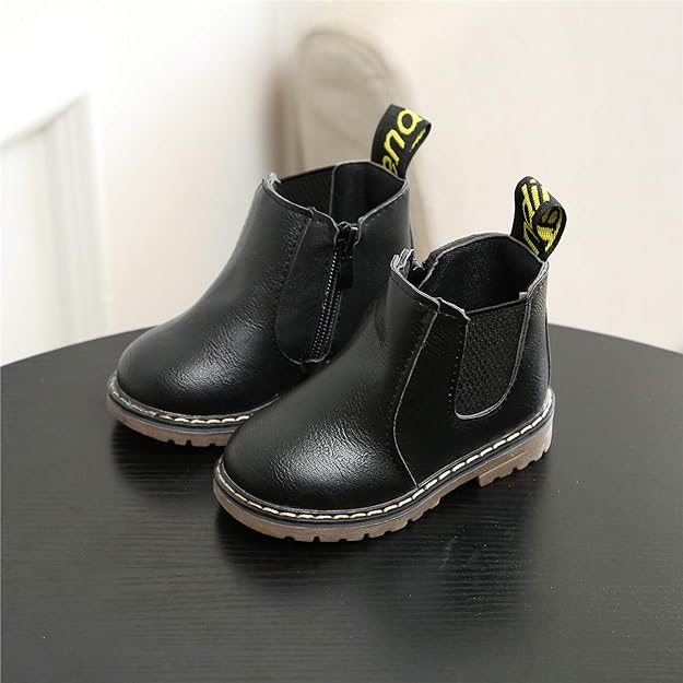 SXCHEN Kids Shoes Children's Unisex Martin Boots Boy English Single Boots Short Boots Boys Boutique Children's Boots Baby Leather Boots Martin Boots Girl Short Boots Fashion Boots School Shoes Anti-sl