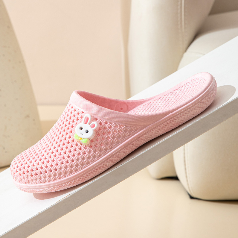 Women's Shoes Slippers Indoor Slippers New style hole-in-the-wall sandals, flat-bottomed toe-cap slippers for women, soft-soled, non-slip, indoor and outdoor wear, casual bathroom slippers