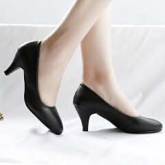 SXCHEN Women's Shoes Pointed Toe Chunky Heel Shoes Ladys High Heels Women Shallow Mouth Mid-heel Professional Work Shoes Ladies Shoes Office Shoes Girl Fashionable and Versatile Heels Soft PU Leather