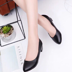 SXCHEN Women's Shoes Pointed Toe Chunky Heel Shoes Ladys High Heels Women Shallow Mouth Mid-heel Professional Work Shoes Ladies Shoes Office Shoes Girl Fashionable and Versatile Heels Soft PU Leather