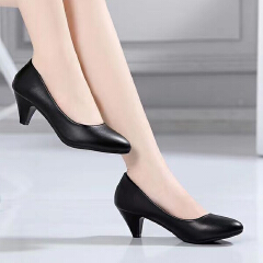 SXCHEN Women's Shoes Pointed Toe Chunky Heel Shoes Ladys High Heels Women Shallow Mouth Mid-heel Professional Work Shoes Ladies Shoes Office Shoes Girl Fashionable and Versatile Heels Soft PU Leather