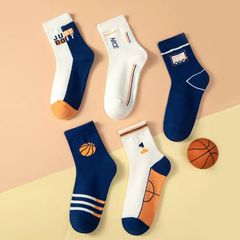 Boys Socks [Hot Style] Children's Socks New Thin Mesh Korean Style Sports Socks for Boys and Girls and Casual Socks for Boys and Girls Random pattern 【5 pairs】 2-5 years old [shoe size 17-23]