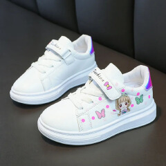 SXCHEN Trendy Girls' Shoe – White Cartoon Princess Design, Anti-Slip Platform Sole, Stylish & Durable, Ideal For Elevating Your Little One's Summer & Spring Wardrobes, All Sizes Available